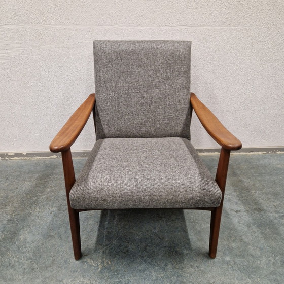 Fauteuil Vintage Easy Chair Récemment Retapissé Fauteuil Danois Années 60 – Textile, Wood (photo 11 of 12)