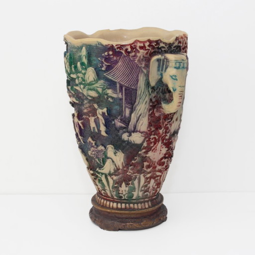 Elegante vaso vintage in stile Chinoiserie