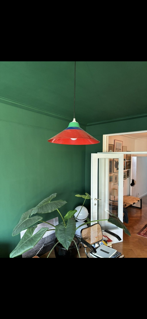 Vintage Memphis Milano Stil Pendelleuchte – Postmodern Tri-Color (80er/90er Jahre)