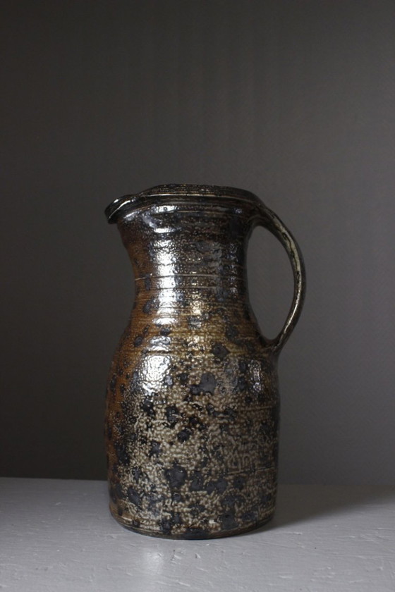 Gustave Tiffoche - Impressive stoneware pyrite pitcher, wood-fired, France, 1960s – Vases, Ceramic (photo 3 of 13)