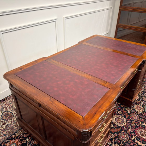 Scrivania inglese classica Partnerdesk in pelle rosso bordeaux – Scrivanie, Leather, Wood (photo 16 of 19)