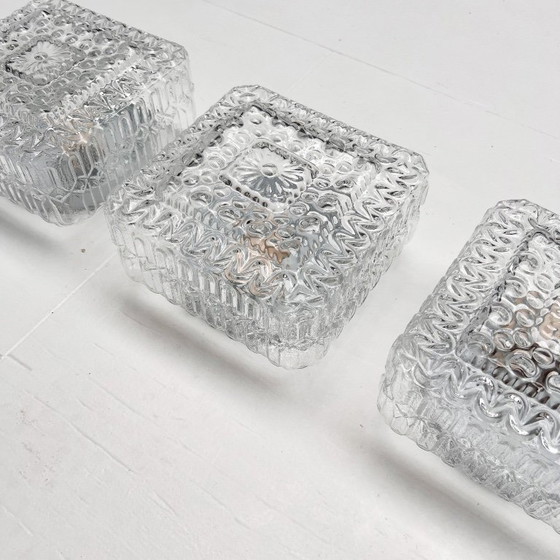 Image 1 of Set of 3 ice glass ceiling lamps, 1970s