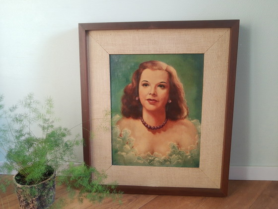 Image 1 of Dipinto ad olio pin-up vintage del 1952, unico nel suo genere, con un'atmosfera fantastica!
