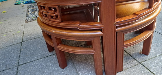 Image 1 of Vintage 1950s teak Chinese tea table coffee table