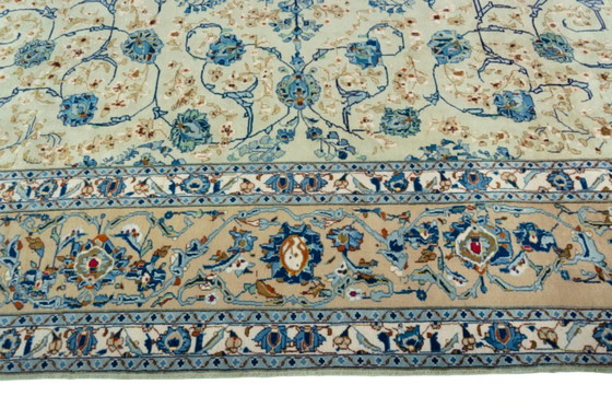 Image 1 of Tapis d'Orient Kashan noué à la main en liège vert pistache - 382 x 298 cm