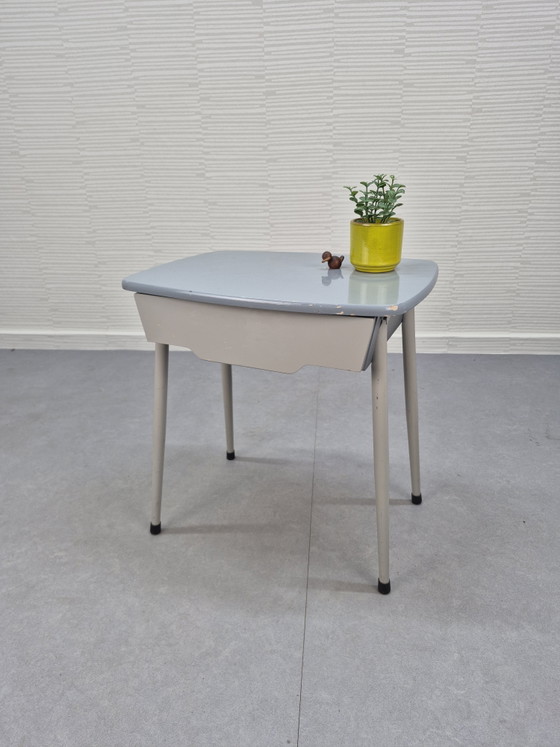 Vintage Bedside Table/Side Table with Drawer, 1950s. – Metal, Wood (photo 2 of 13)