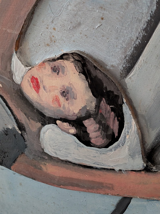 Image 1 of Grand relief vintage français moderniste en techniques mixtes – Figures dansantes abstraites – 142 × 102 cm