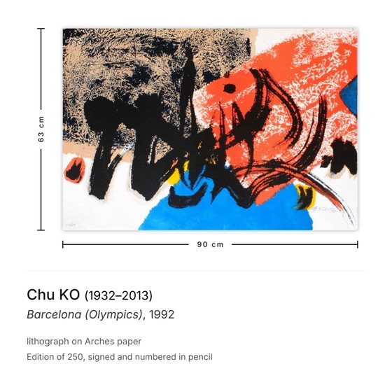 Chu KO Signierte Lithografie Barcelona (Olympische Spiele) 1992 – Lithographien & Drucke, Paper (photo 3 of 5)