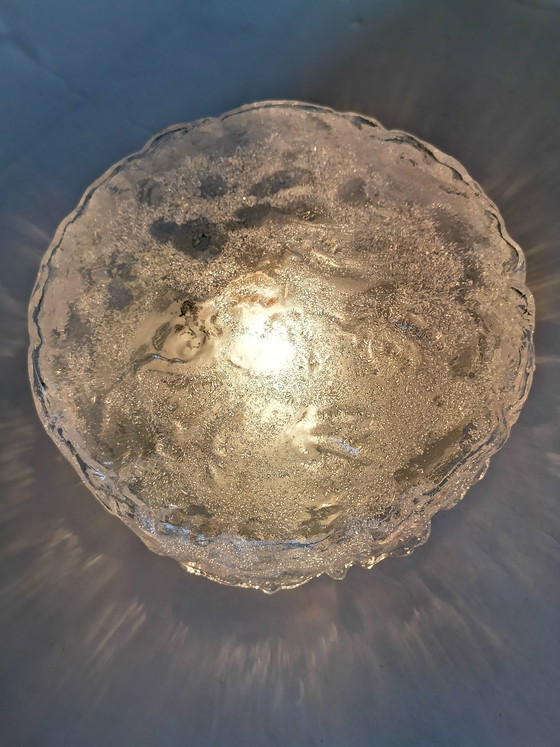 Image 1 of Lampada da parete in stile Space Age anni '70, in vetro ghiaccio, vetreria del Limburgo