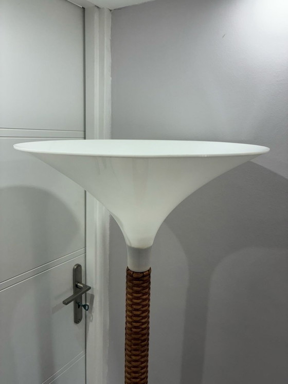 Vintage Italian Rattan Floor Lamp 1970s Witch Hat Shade 162 cm, Floor lights, Plastic, Brown (photo 3 of 8)
