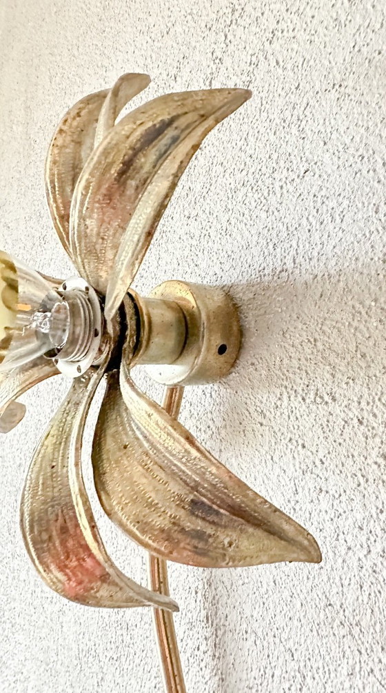Lampada a fiore vintage Willy Daro, Applique, Metallo, Dorato (foto 4 di 10)