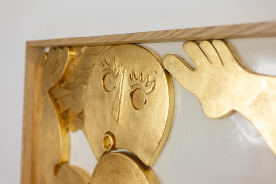 Image 1 of Bas-relief panel "I am swimming in happiness". Contemporary.