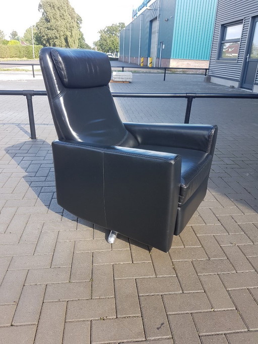 Sillón Relax vintage de piel negra de primera calidad Göte Mobler