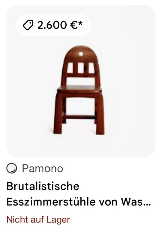 Image 1 of 5 Wasa Furniture eetkamerstoelen | Brutalistische designklassiekers | Scandinavische massief houten stoelen uit de jaren 70