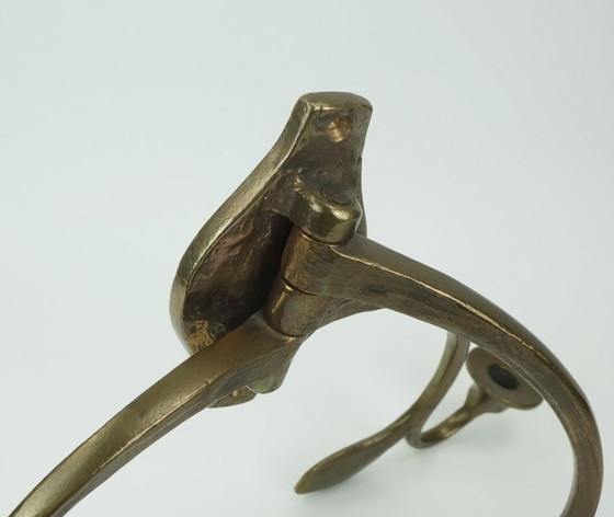 Image 1 of portacandele da parete in bronzo brutalista della metà del secolo scorso con 3 bracci girevoli anni '60-'70