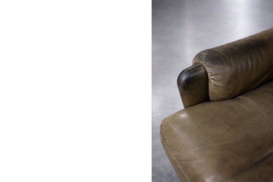 Image 1 of Vintage Mid-Century German Modern Brown Leather Lounge Swivel Chair from Musterring, 1960s