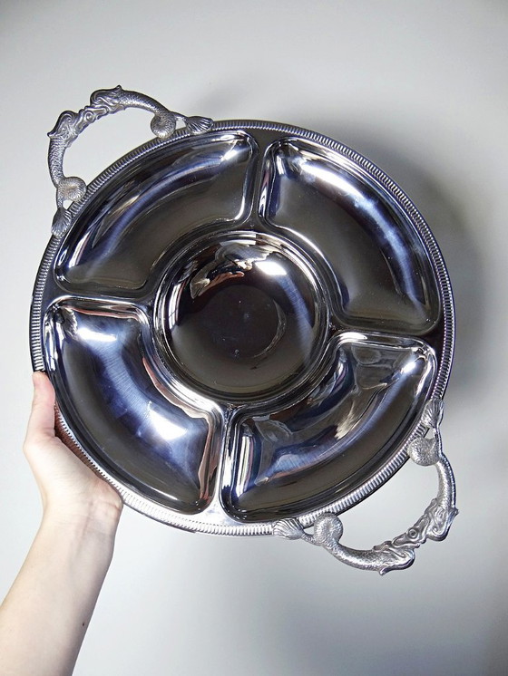 Image 1 of Large Jean Couzon hors d'oeuvre tray in 18/10 stainless steel, 5 compartments
