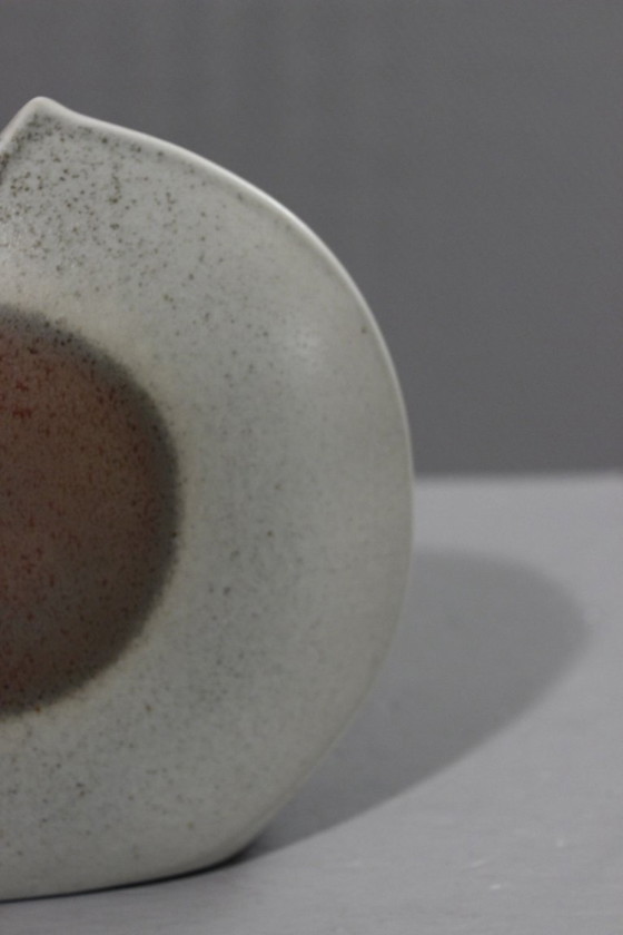 Image 1 of Porcelana Virebent - Jarrón con forma de lente y decoración abstracta, diseño modernista, década de 1970