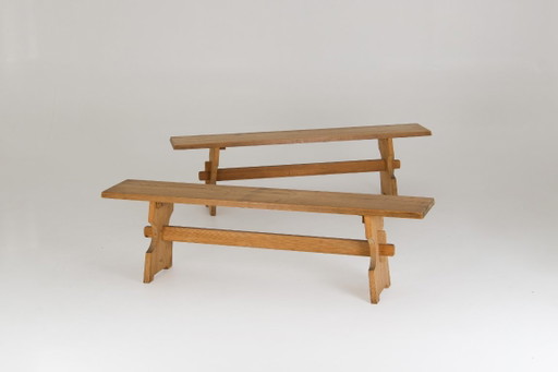 A pair of Mid-Century Brutalist Pine Benches