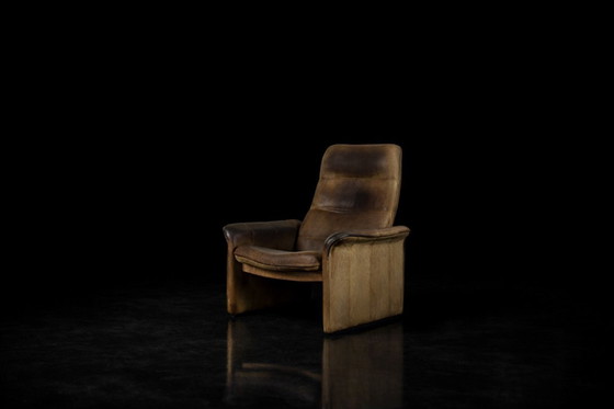 Image 1 of Originele vintage brutalistische DS-50 loungestoel van De Sede, bekleed met buffelleer, jaren 70.
