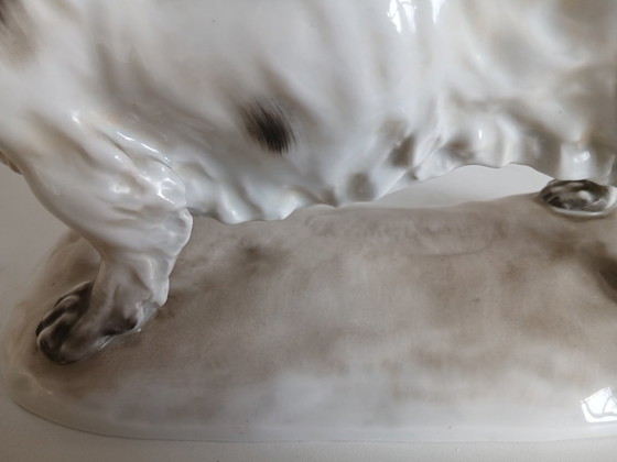 Image 1 of Gyorgy Vastagh Herend, groot porseleinen beeld Ierse Setter