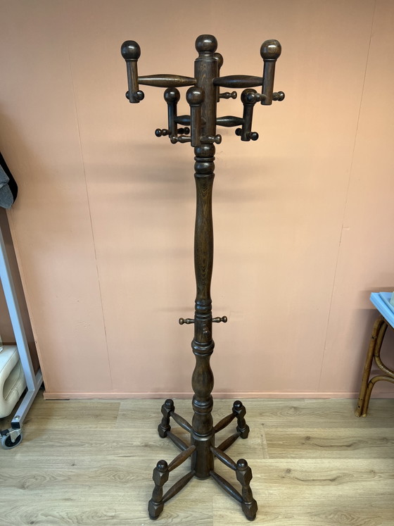 Image 1 of Brutalist vintage eikenhouten kapstok 