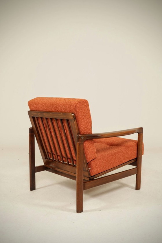 Image 1 of Modern Scandinavian chair terracotta bouclé 1965 design by Z.Baczyk 