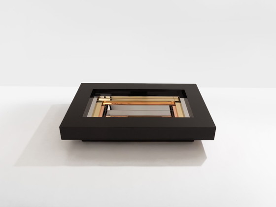 Image 1 of Alain Delon per Maison Jansen tavolino da caffè in ottone cromato laccato 1972