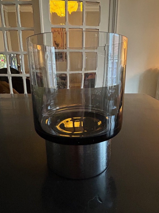 Image 1 of smoked glass candlestick by Boussu, 1970