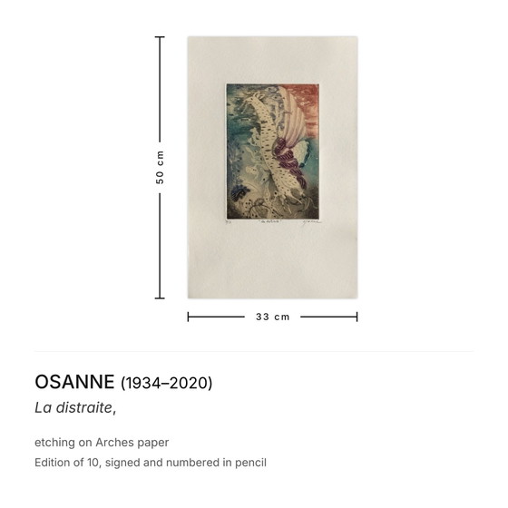 Osanne signierte Radierung La Distraite – Lithographien & Drucke, Paper (photo 3 of 5)