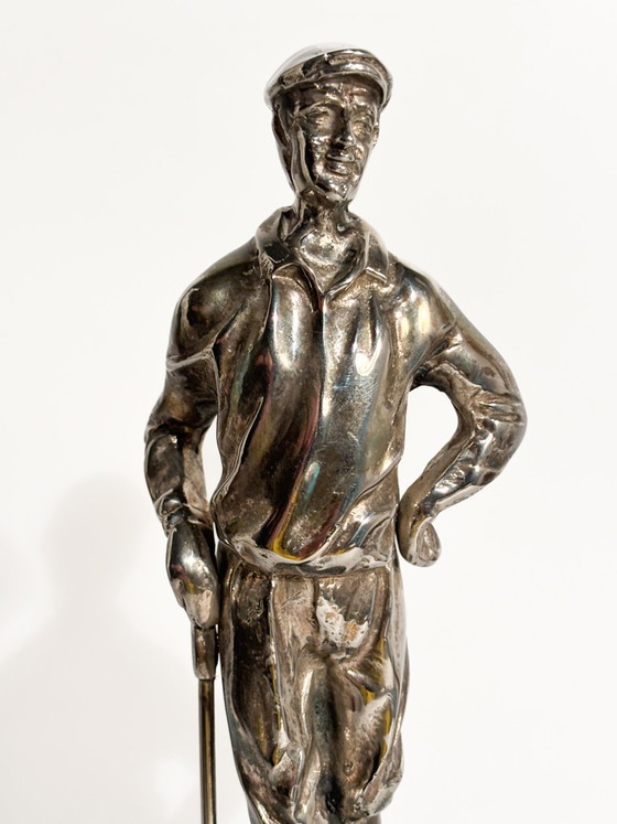1970s Silver-plated Metal Golfer Sculpture (photo 8 of 8)