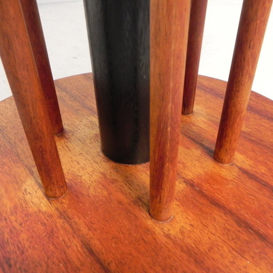 Image 1 of Vintage teak table with 6 narrow and 1 wide style, 1980s