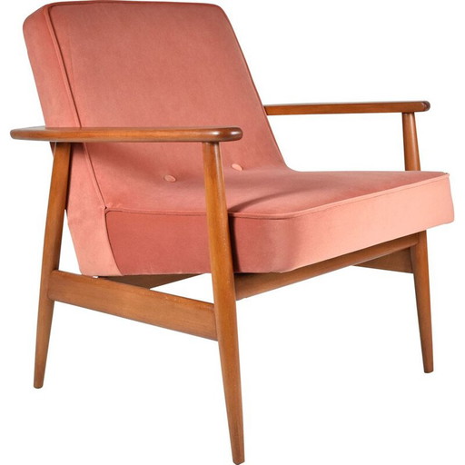 Fauteuil vintage rose de M.Zieliński danois années 1960
