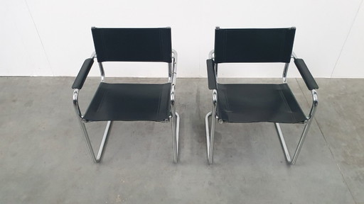 Mart Stam S34 vintage stoelen Fasem Italië 1970s tuigleer bauhaus