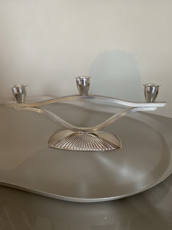 Portacandele Art Déco argentato Quist Germany, Metallo, Argento (foto 5 di 5)