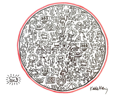 Keith Haring beautiful framed marker drawing - Foundation Certificate