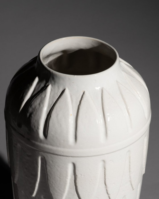 Image 1 of Vase de sol blanc Bay Keramik (modèle 8040), céramique ouest-allemande des années 1960-1970, H 40 cm