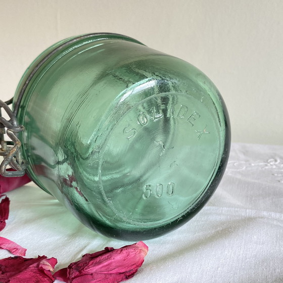 Image 1 of Tarro de cristal verde antiguo Solidex para conservas