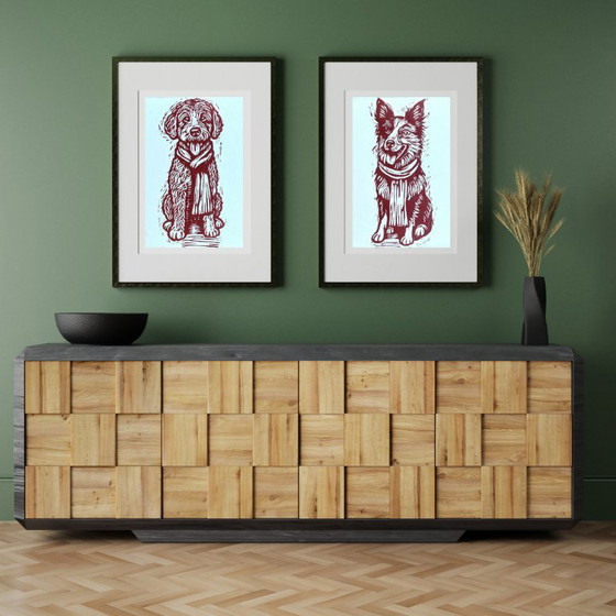 Image 1 of Terracotta Border Collie Linocut Print A4