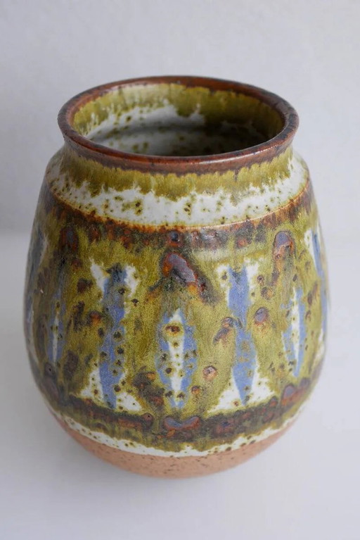 Mid-century modern art Danish pottery vase by Michael Andersen, 1960s