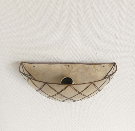 Aplique de pared Art Déco de nácar – Brass, Vintage (photo 6 of 8)