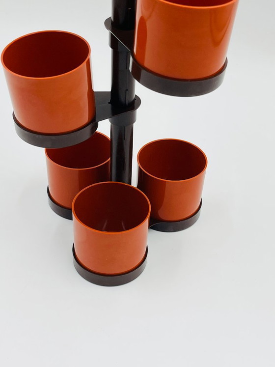 Vintage Elsy 7500 Desk Organizer, Decorative Objects, Plastic, Orange, Mid Century Modern (photo 3 of 7)