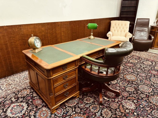 Klassischer englischer Schreibtisch Partnerdesk – bureau, Leather, Wood (photo 2 of 19)