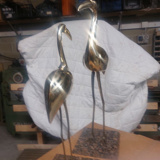 Image 1 of Statues de flamants roses en laiton