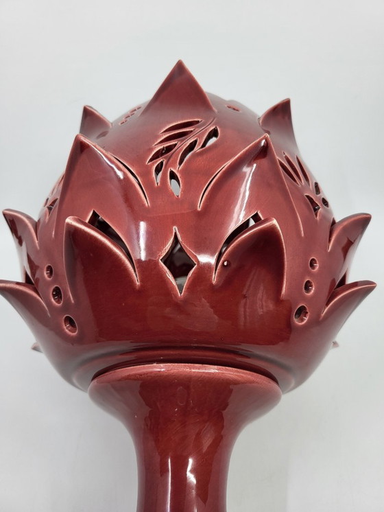 Image 1 of Artichoke Lamp in Bordeaux Ceramic, Modern Design