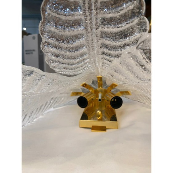 Image 1 of Coppia di applique da parete Tronchi in vetro di Murano trasparente e dorato