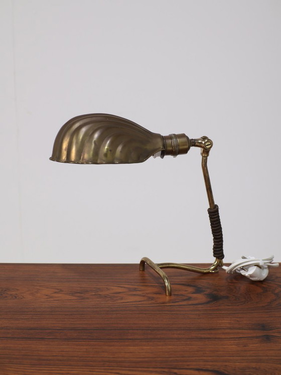 Image 1 of Art Deco table lamp desk lamp brass shell