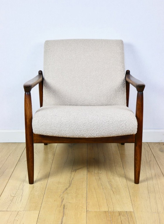 Image 1 of Fauteuil GFM-64, design Edmund Homa des années 70, tissu bouclé beige - 2 exemplaires disponibles