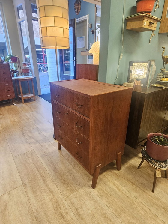 Danish Vintage Teak Dressing Table Chest of Drawers / Make-up Cabinet, Wood, Brown (photo 6 of 15)