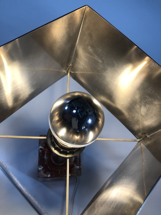 Image 1 of Table Lamp - Cube - Fractal Resin - Polished Steel - 1970